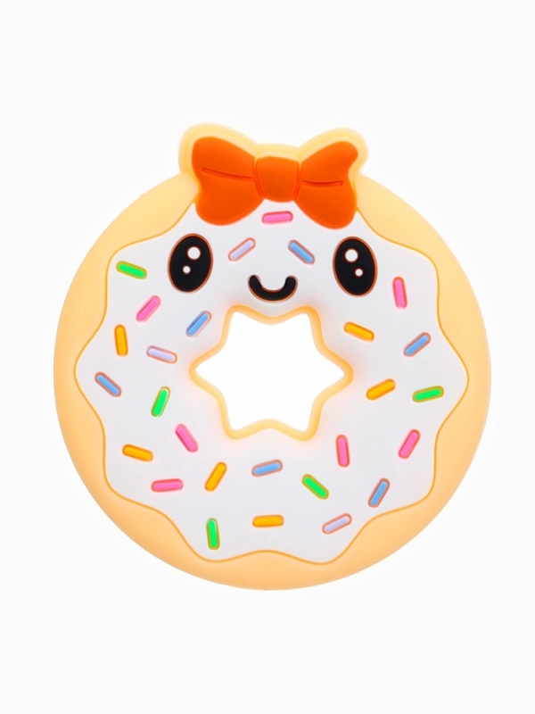 Прорезыватель силиконовый для зубов Крошка Я «Пончик», розовый/желтый