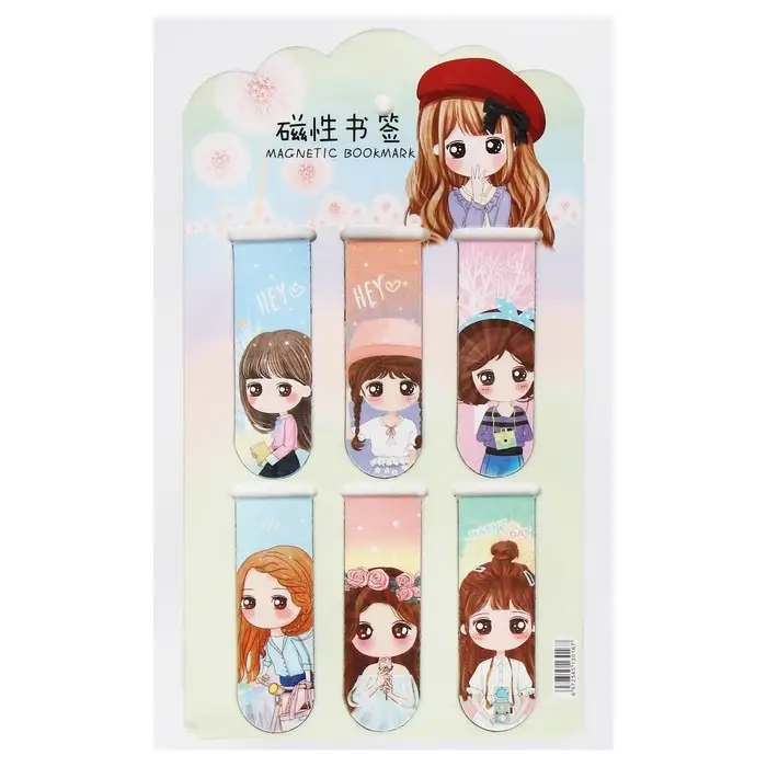 Набор магнитных закладок для книг Calligrata 6 штук, Набор магнитных закладок для книг Calligrata 6 штук, "Аниме", МИКС