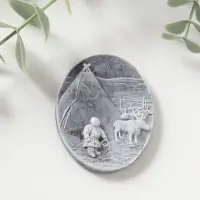 Магнит "У чума" (барельеф), 6,5см