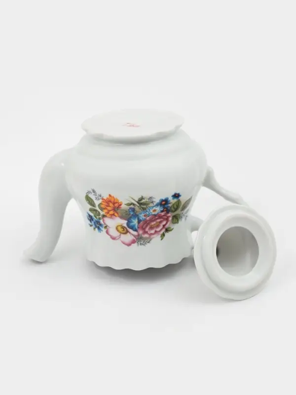 Чайник заварочный Добрушский завод &laquo;Букет цветов&raquo;, 800 мл, фарфор, белый