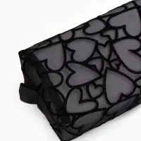Косметичка квадратная Black beauty, с рисунком, на молнии, чёрная