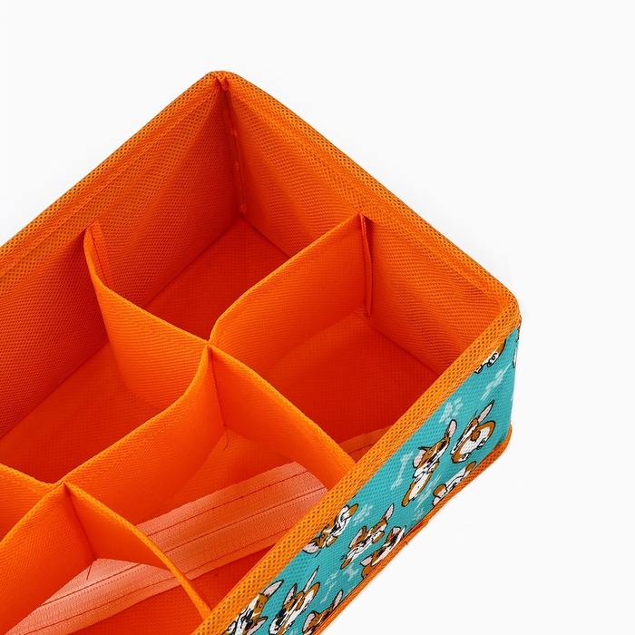 Органайзер для хранения, кофр для белья 8 ячеек Органайзер для хранения, кофр для белья 8 ячеек"Корги", 28 х 16 х 10 см