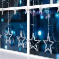 Гирлянда &laquo;Бахрома&raquo; 2.4&times;0.9 м с насадками &laquo;Звёзды&raquo;, IP20, прозрачная нить, 138 LED, свечение белое, 8 режимов, 220 В