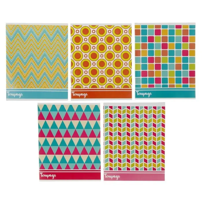 Тетрадь 48 листов в клетку Calligrata &laquo;Орнамент&raquo;, обложка мелованный картон, блок №2, белизна 75% (серые листы), МИКС