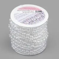 Бусы на нитях, с голографией, 8 мм, 9&plusmn;1 м, прозрачные
