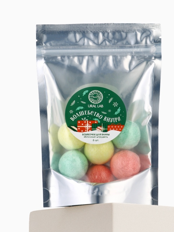 Набор бомбочек для ванны в пакете Набор бомбочек для ванны в пакете "Волшебство внутри", 6 шт по 20 гр, яблочный штрудель