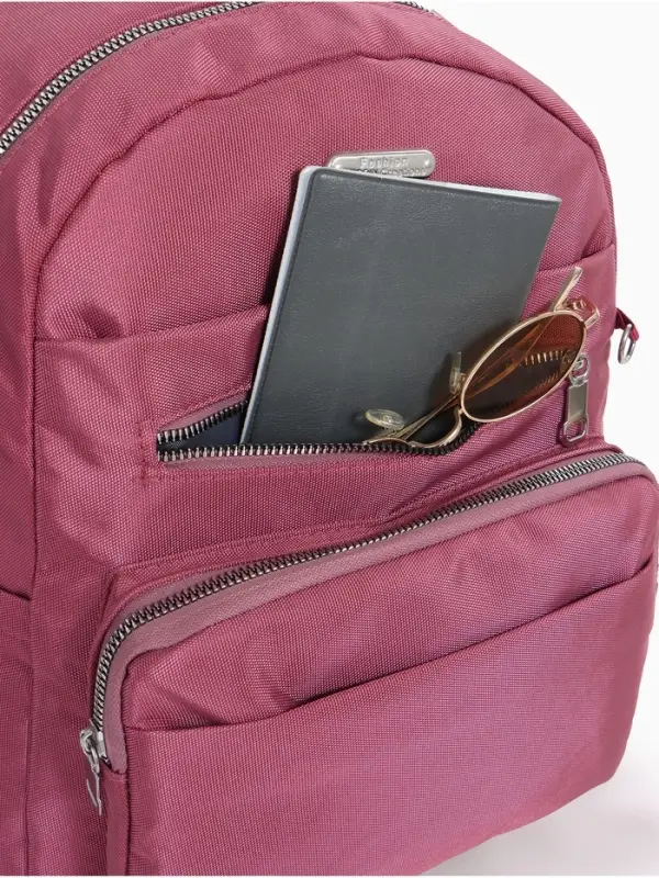 Рюкзак городской, с косметичкой, 5 карманов, бордовый