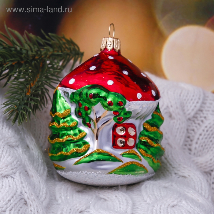 Ёлочная игрушка ручной работы Ёлочная игрушка ручной работы "Домик-грибок" 7,4 см