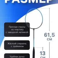 Ракетки для бадминтона ONLYTOP, набор 2 шт., в чехле, чёрно-синие