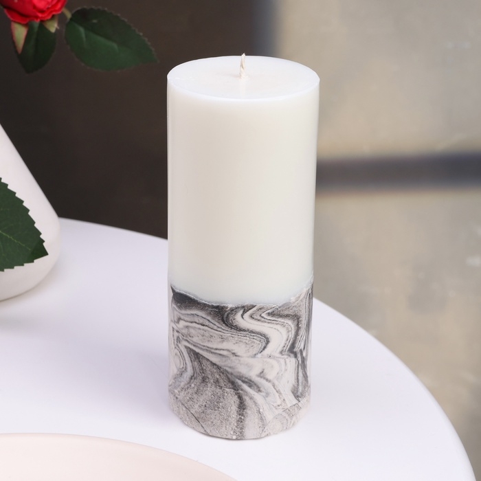 Свеча-цилиндр  Свеча-цилиндр "Мрамор", 6х15 см, белая