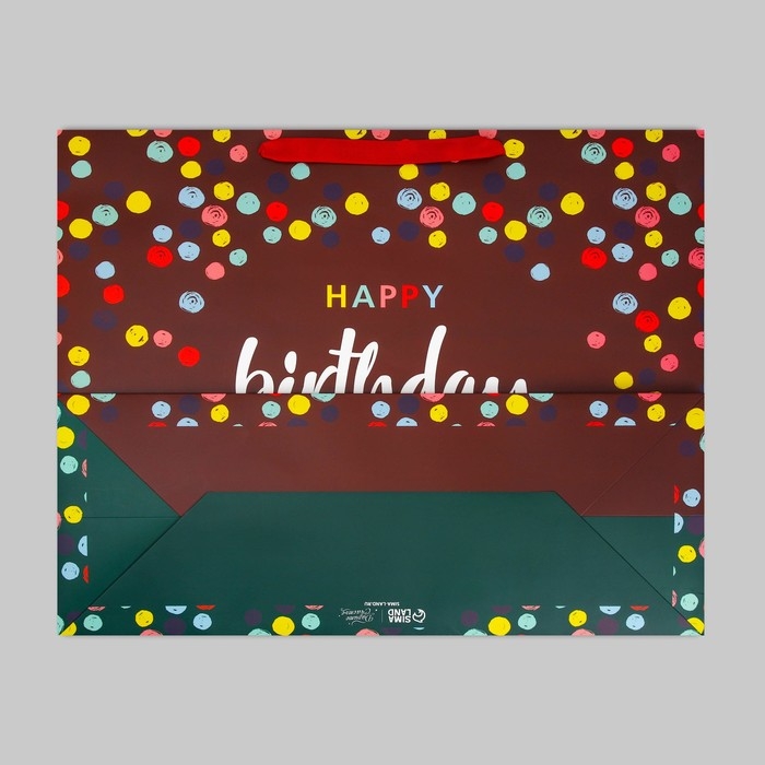 Пакет подарочный ламинированный вертикальный, упаковка, «С днём рождения», XL 49 х 40 х 19 см