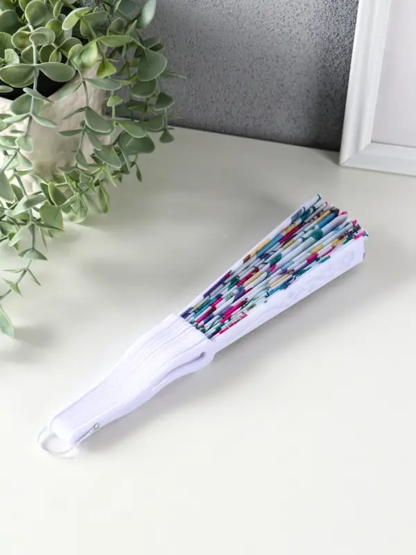 Веер пластик, текстиль  Веер пластик, текстиль "Ситец цветочный" МИКС 23 см