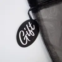 Мешочек подарочный органза черный &laquo;Подарок&raquo;, с шильдиком, 19 х 28 см +/- 1.5 см