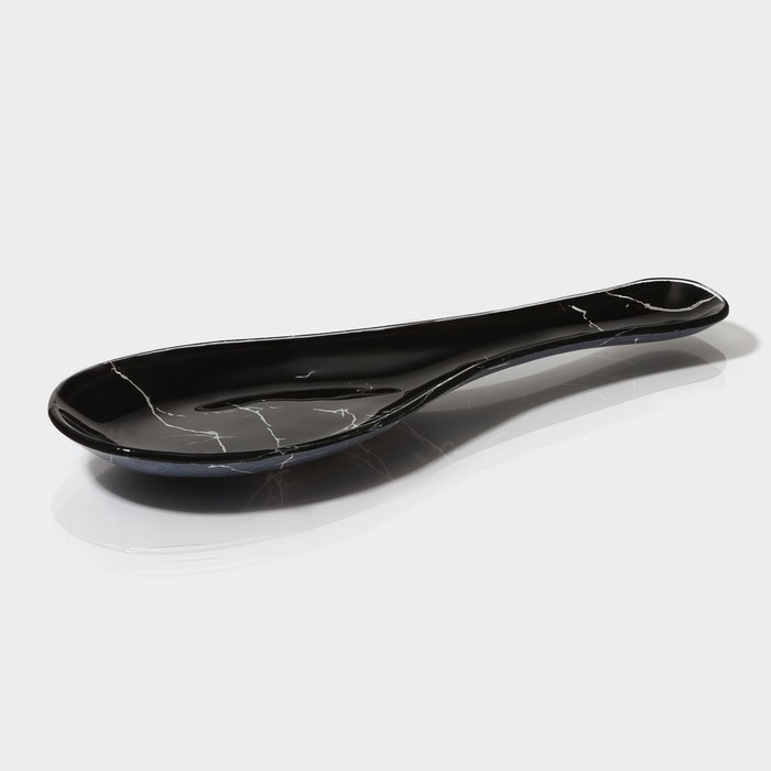 Подставка стеклянная под ложку Доляна «Марбл чёрный», 23,5×8,3×1,5 см Подставка стеклянная под ложку Доляна «Марбл чёрный», 23,5×8,3×1,5 см
