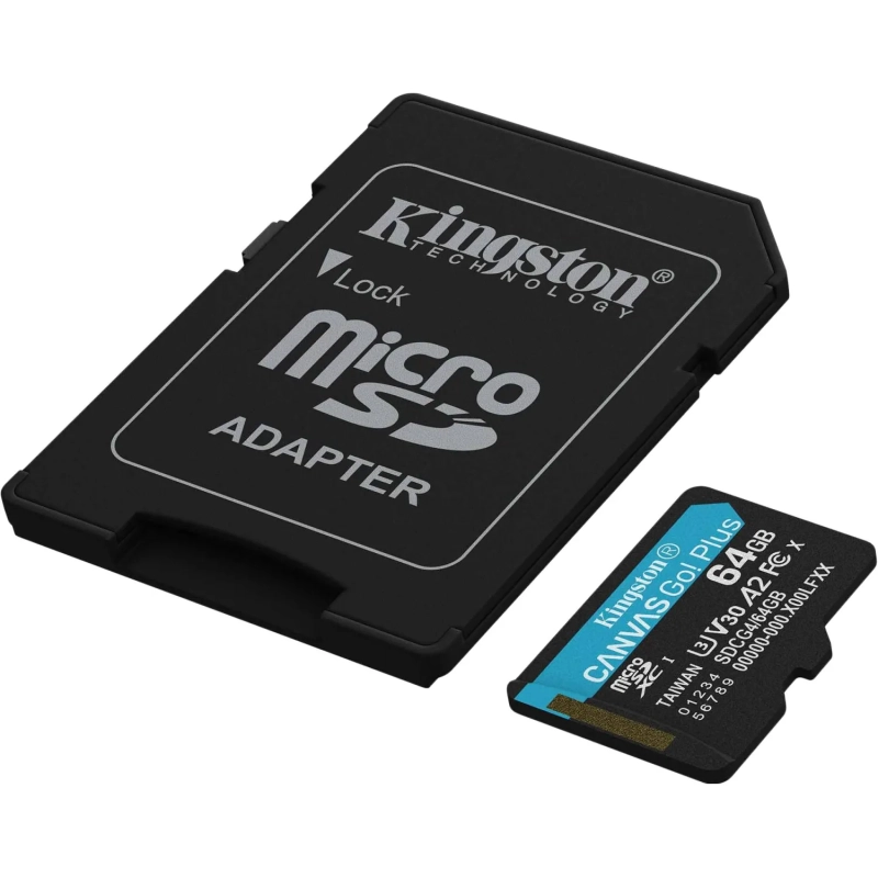 Карта памяти microSDXC Kingston 64G Go Plus G4 200R V30 с адапт. SDCG4/64GB