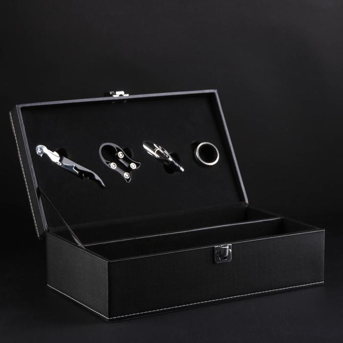 Набор для вина на 2 бутылки Доляна «Премьер», 4 предмета: штопор, пробка, воронка, кольцо Набор для вина на 2 бутылки Доляна «Премьер», 4 предмета: штопор, пробка, воронка, кольцо