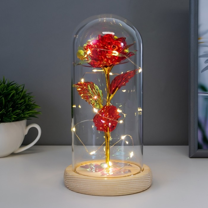 Ночник колба Ночник колба "Красный цветок" LED от батареек 3хААА 11х11х21,5 см RISALUX