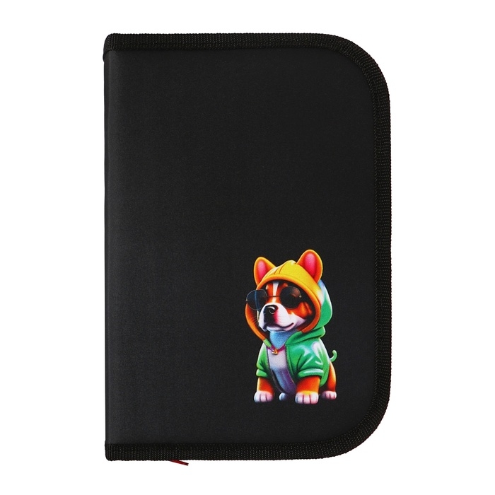 Пенал 3 секции, вкладка внутри, 140 х 210 х 40 мм, тканевый, Calligrata TOP Block Пенал 3 секции, вкладка внутри, 140 х 210 х 40 мм, тканевый, Calligrata TOP Block "Крутой бульдог"