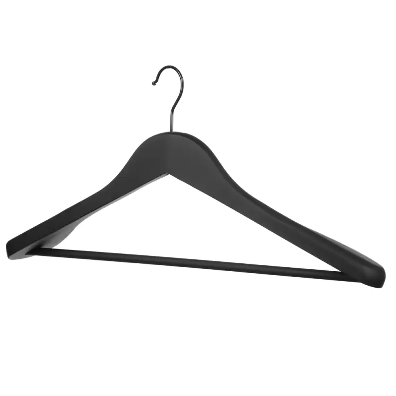 VETTA Вешалка деревянная для верхней одежды, софт тач, 44.5x23x5,8см, черная