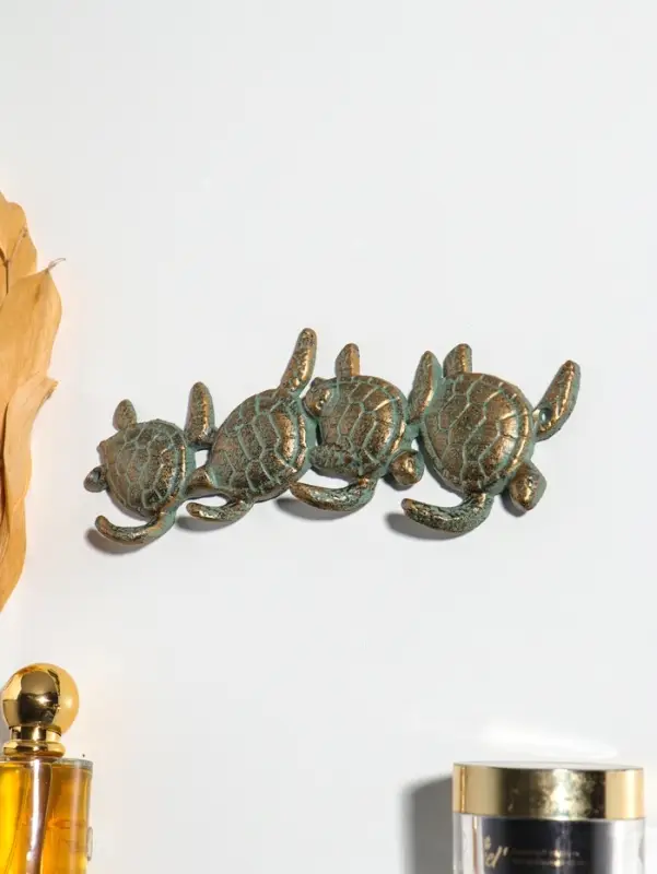 Крючки настенные &laquo;Четыре черепахи&raquo;, ключница декоративная, чугун, 21.5&times;7&times;2 см