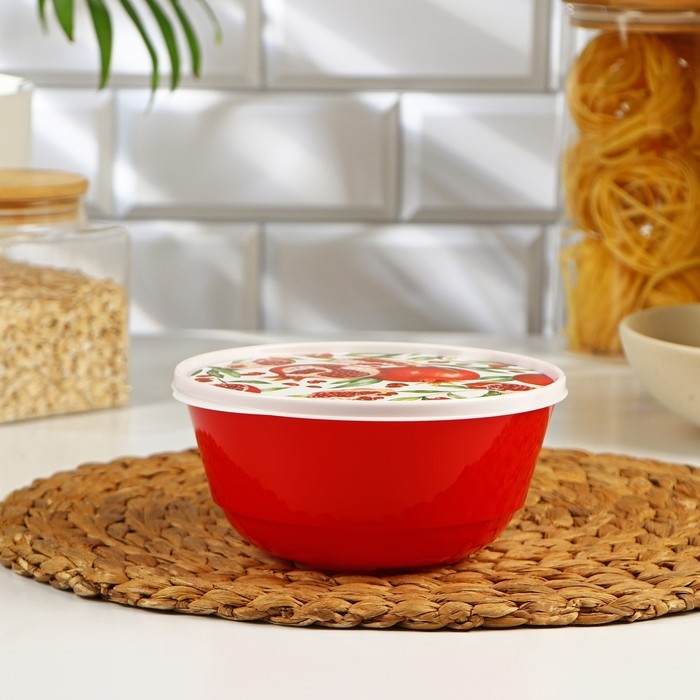 Миска с крышкой «Гранат», 1 л, 17×16,2×8 см, цвет красный Миска с крышкой «Гранат», 1 л, 17×16,2×8 см, цвет красный