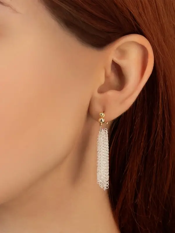 Серьги металл &laquo;Цепи&raquo;, сборка, цвет серебряно-золотой, 2 см