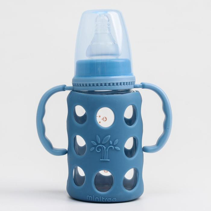 Бутылочка в силиконовом чехле, стекло, классическое горло, +3мес., 120мл., цвет МИКС для мальчика Бутылочка в силиконовом чехле, стекло, классическое горло, +3мес., 120мл., цвет МИКС для мальчика