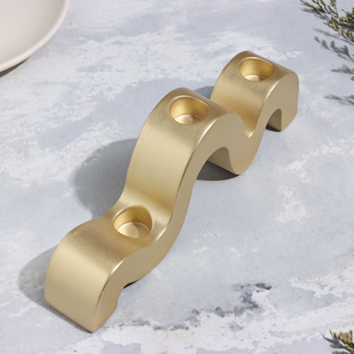 Подсвечник Подсвечник "Волны" для трех свечей из гипса,23,5х3,5х8см,золото