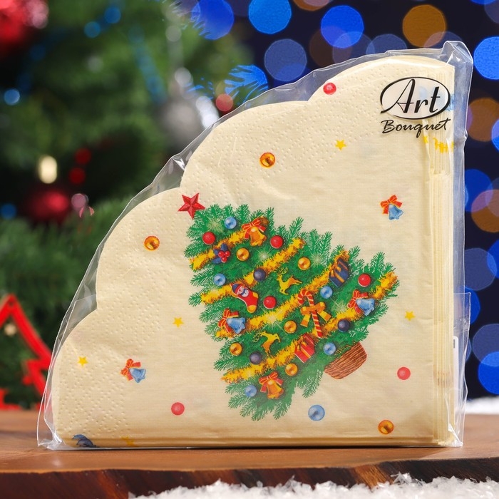 Новый год. Салфетки бумажные Art Bouquet Rondo Новый год. Салфетки бумажные Art Bouquet Rondo "Новогодняя ель", 3 слоя, d 32, 12 шт