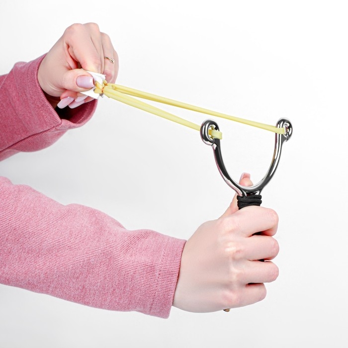 Рогатка металлическая Рогатка металлическая "Ричард" в текстильной оплётке, чёрная