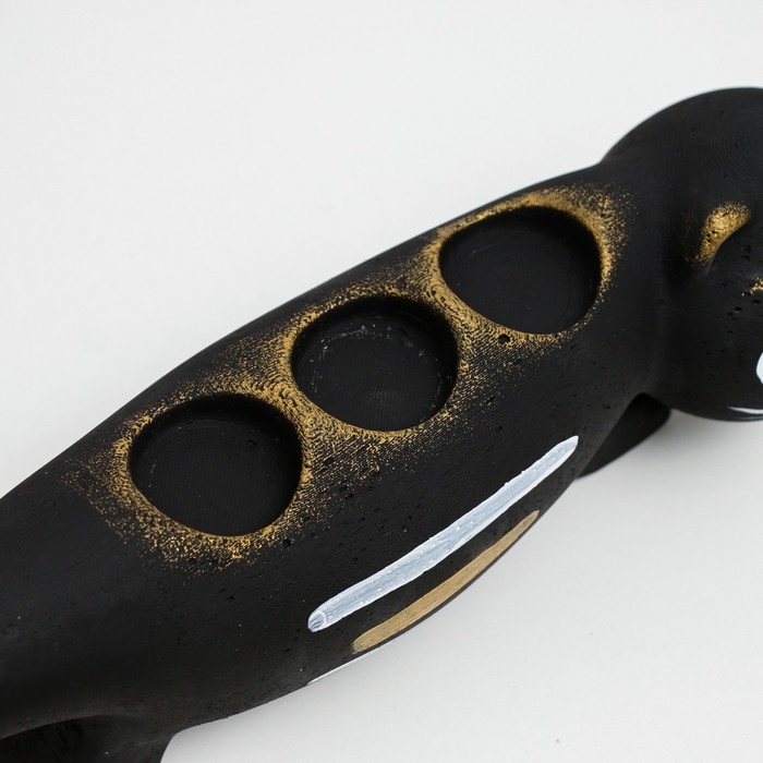 Подсвечник "Леопольд" черный с росписью, 12см