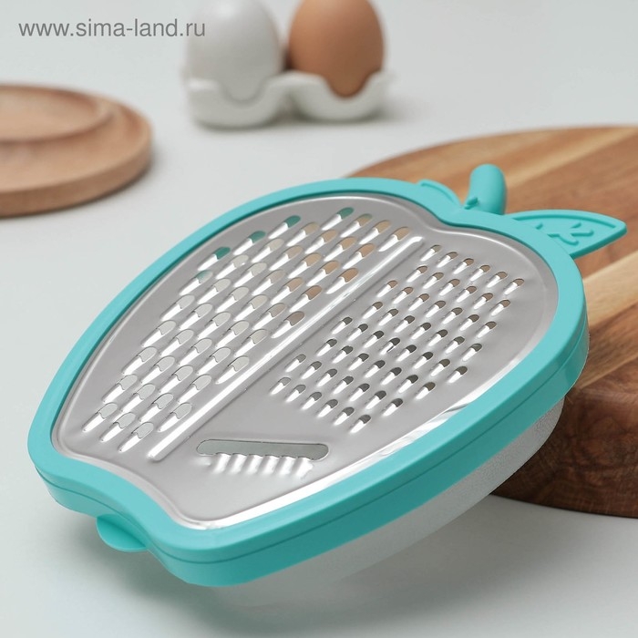 Тёрка с контейнером Доляна «Яблоко», 20×15×4 см, цвет МИКС Тёрка с контейнером Доляна «Яблоко», 20×15×4 см, цвет МИКС