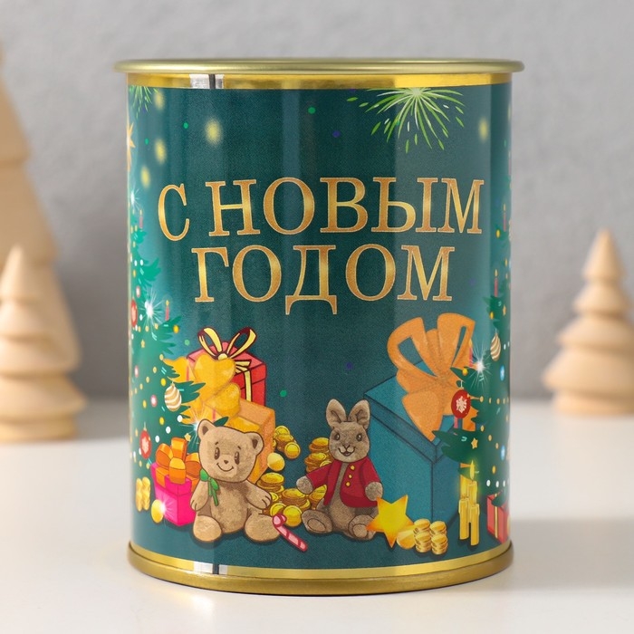 Копилка-банка металл  Копилка-банка металл "С новым годом"