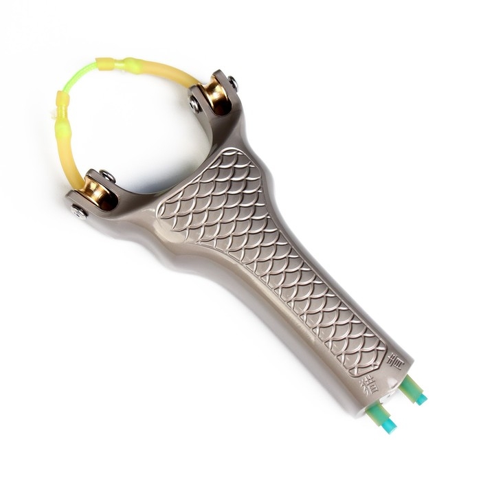 Рогатка металлическая Рогатка металлическая "Чешуя" со жгутом для стрельбы стрелами, 13 см, серебристая