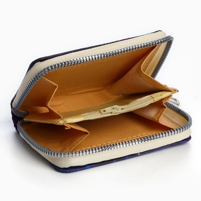 Кошелёк детский «Космос», 2 отдела на молнии, цвет синий