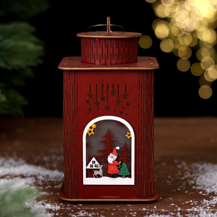 Новогодний декор с подсветкой «Фонарь» 9 × 9 × 16 см Новогодний декор с подсветкой «Фонарь» 9 × 9 × 16 см