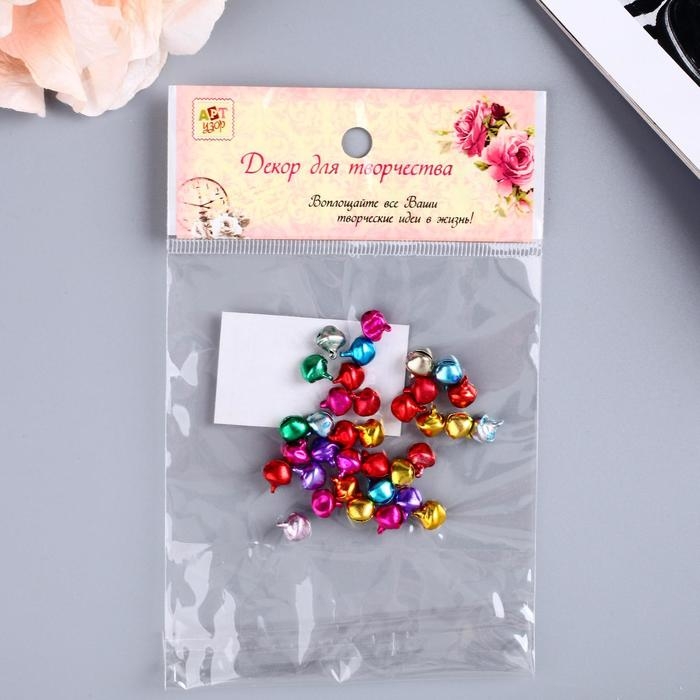 Набор декора для творчества металл Набор декора для творчества металл "Колокольчики цветные" вес 5 гр, d-0,7 см, 12х10 см