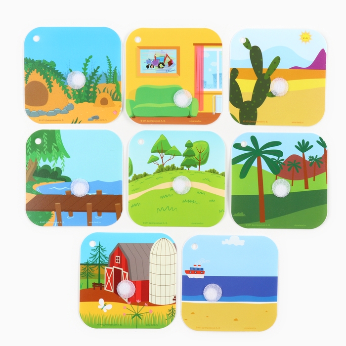 Игра развивающая на липучках Игра развивающая на липучках "Изучаем окружающий мир", Синий трактор
