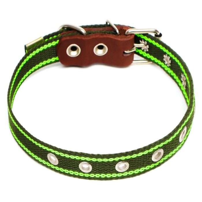 Ошейник брезентовый безразмерный однослойный, 57 х 2,5 см, ОШ 25-45 см, хаки/зелёный Ошейник брезентовый безразмерный однослойный, 57 х 2,5 см, ОШ 25-45 см, хаки/зелёный