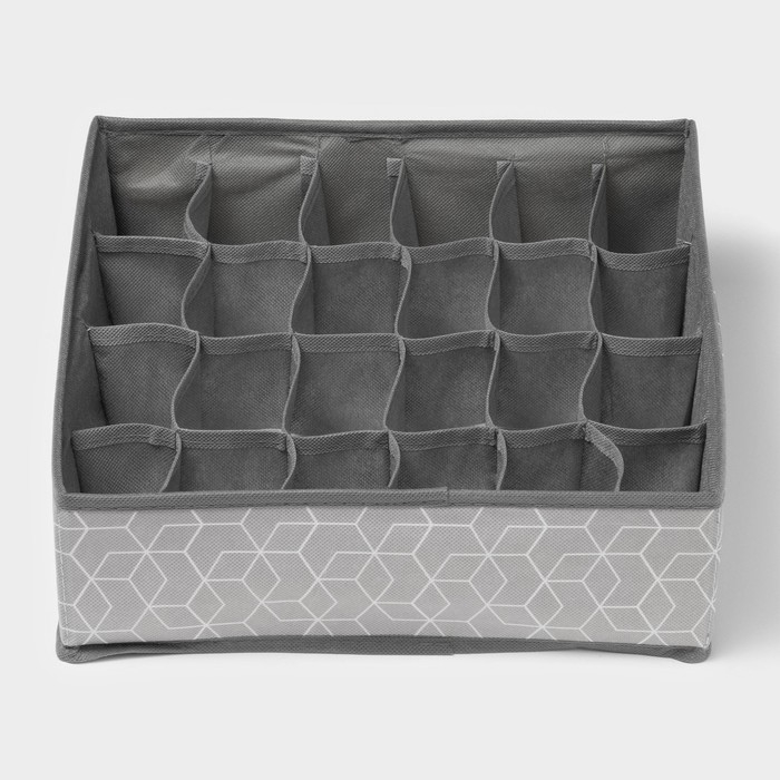 Органайзер для хранения белья Доляна «Фора», 24 ячейки, 30×33×10 см, цвет серый Органайзер для хранения белья Доляна «Фора», 24 ячейки, 30×33×10 см, цвет серый