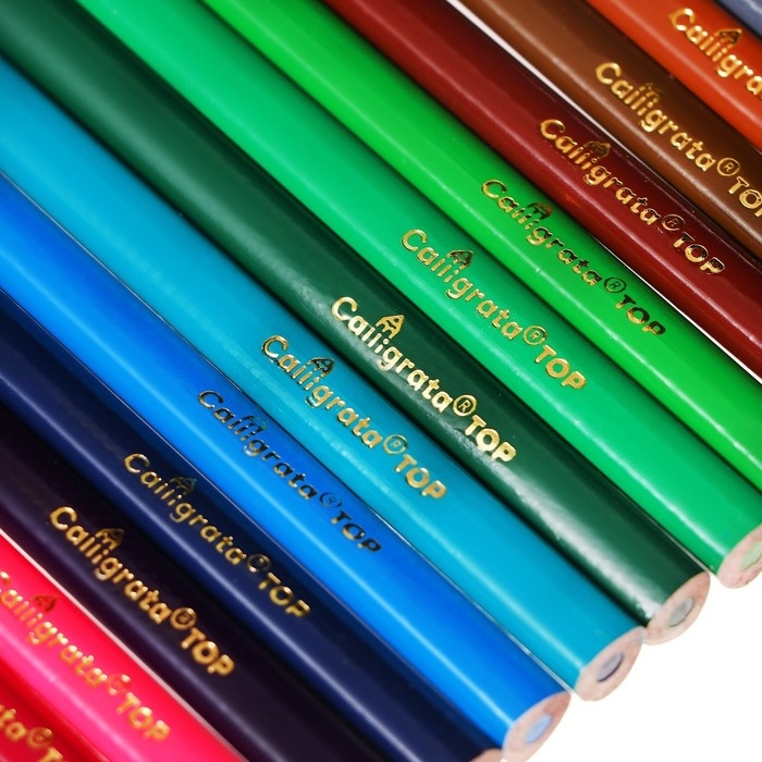 Карандаши 18 цветов TOP Calligrata, в картонной коробке, диаметр грифеля - 3мм, 5B Карандаши 18 цветов TOP Calligrata, в картонной коробке, диаметр грифеля - 3мм, 5B