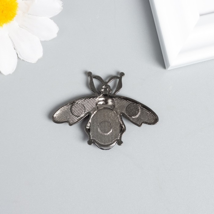 Декор для творчества металл, страз Декор для творчества металл, страз "Муха" тёмное серебро 3,5х4,7 см