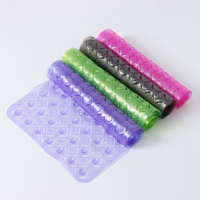 Коврик противоскользящий в ванну на присосках Доляна «Рельеф»,37×88 см, цвет МИКС Коврик противоскользящий в ванну на присосках Доляна «Рельеф»,37×88 см, цвет МИКС