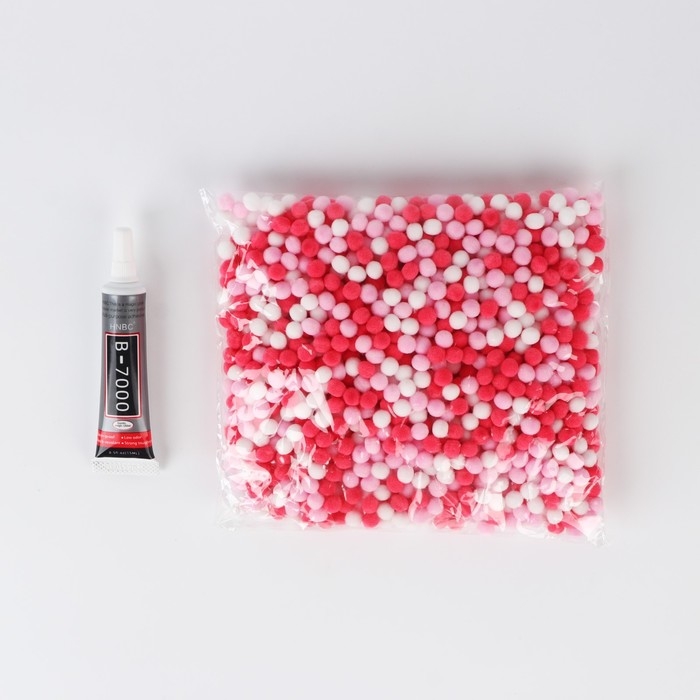 Игрушка помпонами «Медведь», белый розовый Игрушка помпонами «Медведь», белый розовый