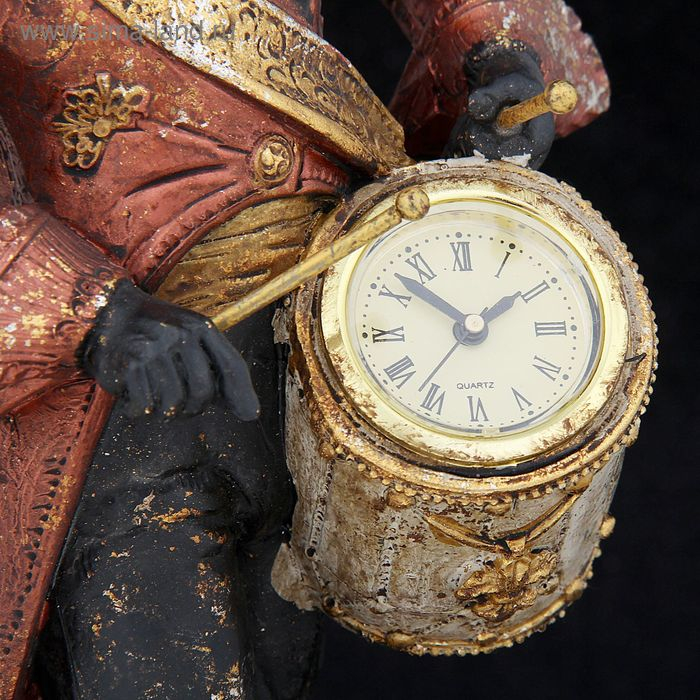 Сувенир полистоун Сувенир полистоун "Английский шарж-Бульдог барабанщик с часами" 39х12х14,5 см