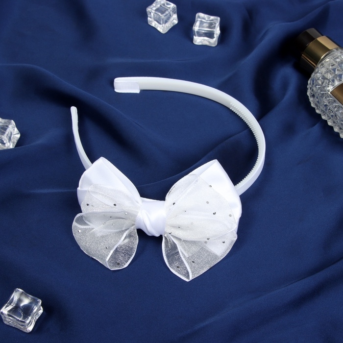 Ободок для волос  Ободок для волос "Бантик крошка" блеск, 10х1 см, белый