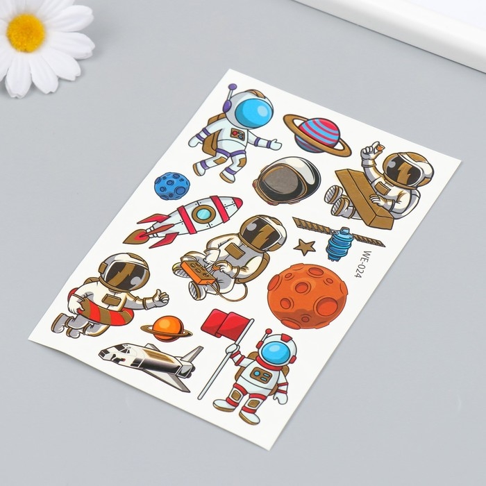 Татуировка на тело цветная Татуировка на тело цветная "Космический герой" с золотом 15х10,5 см