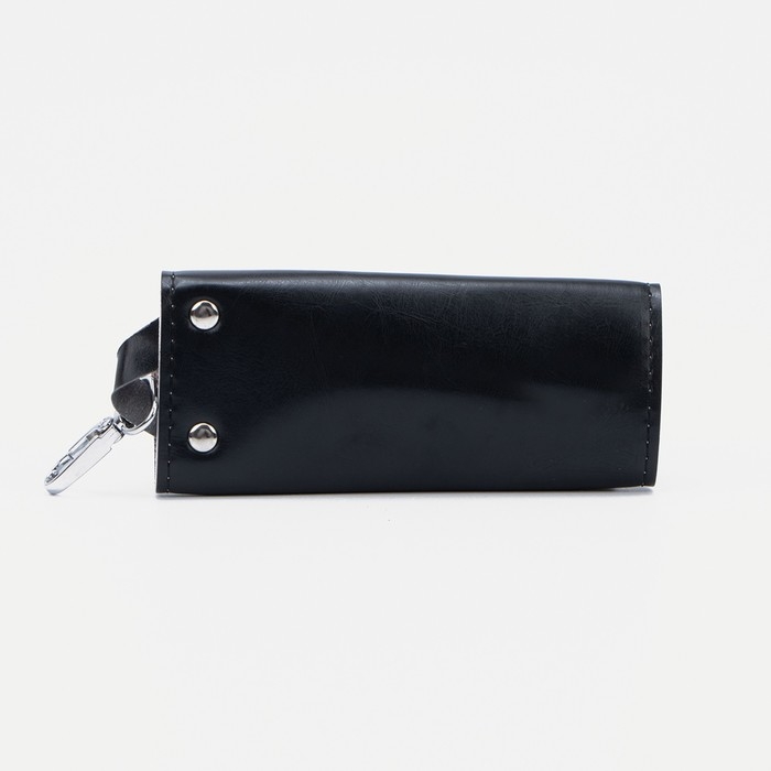 Ключница на кнопке, длина 13,5 см,7 карабинов, цвет чёрный Ключница на кнопке, длина 13,5 см,7 карабинов, цвет чёрный