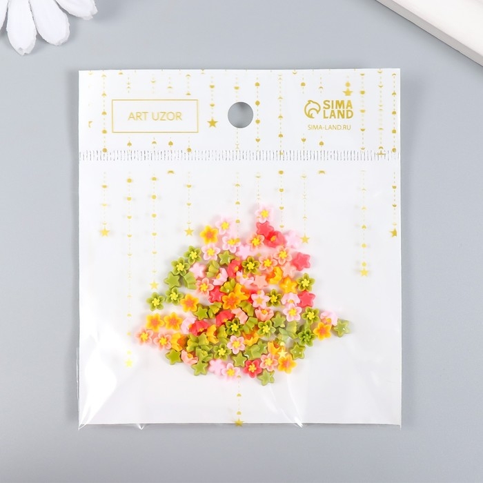 Декор для творчества пластик Декор для творчества пластик "Астры цветные" набор 100 шт 0,6х0,6 см