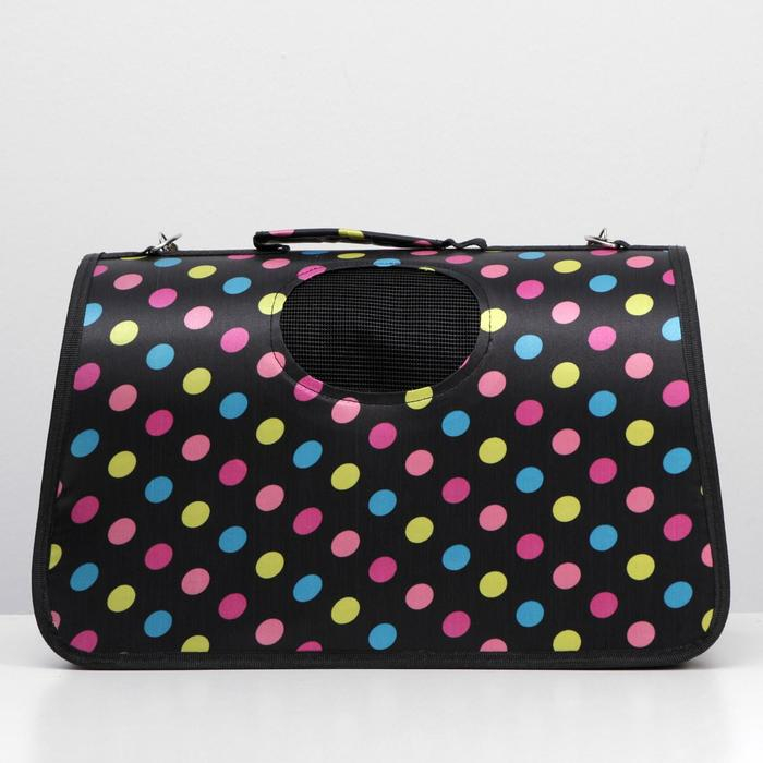 Сумка - переноска для животных  Сумка - переноска для животных "Горошек", чёрная, размер М, 40 х 21 х 27 см